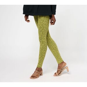 Fashion Women's Pants Sz XL Jacquard Leggings Green A607902